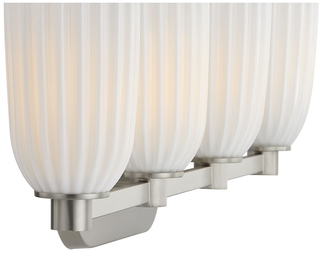 Image 5 Baldwin 4-Light Bathroom Vanity Light in Satin Nickel more views