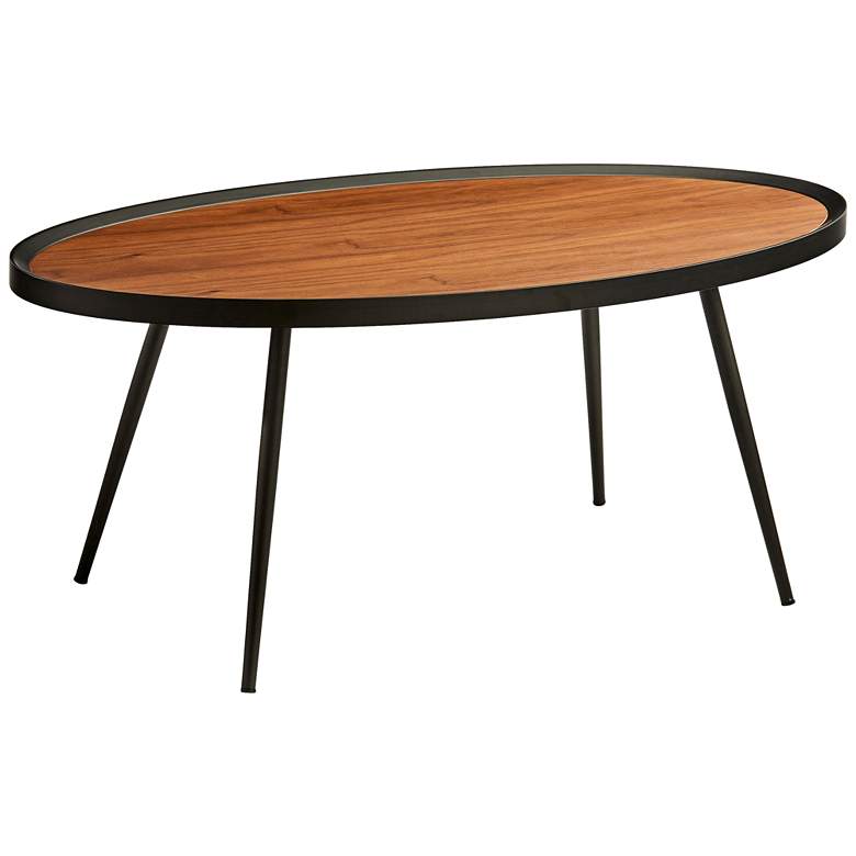 Image 1 Baldwin 40 inch Wide Walnut Wood and Black Modern Coffee Table