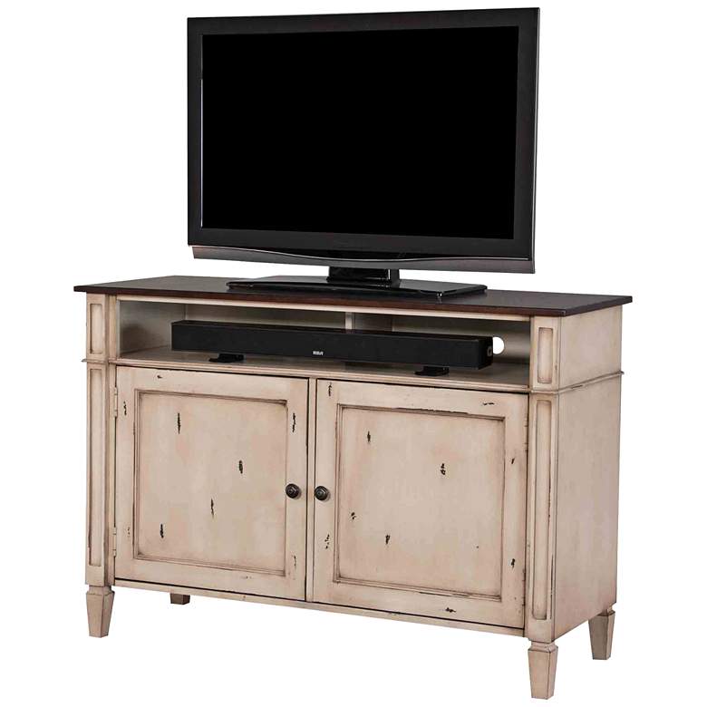 Image 1 Baldwin 46 1/2" Wide Antique Powder White 2-Door TV Stand