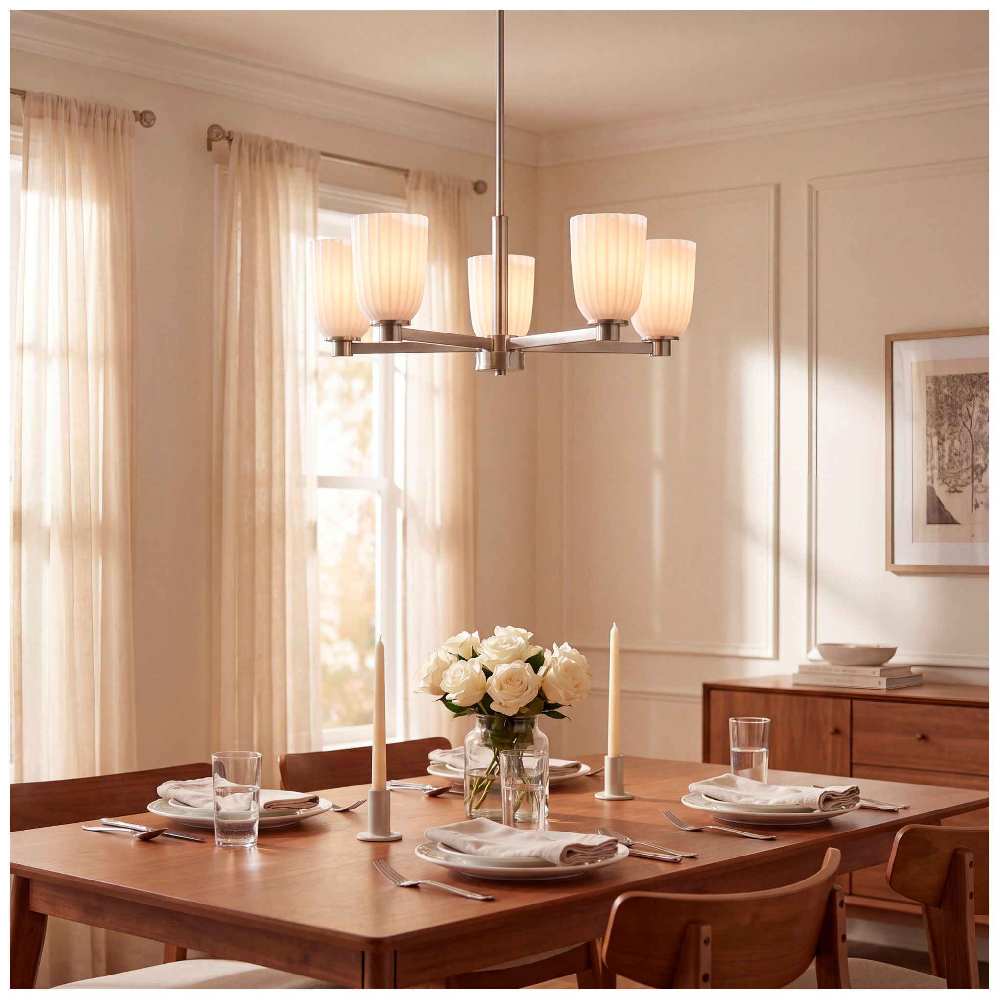 Baldwin 5-Light Chandelier in Satin Nickel