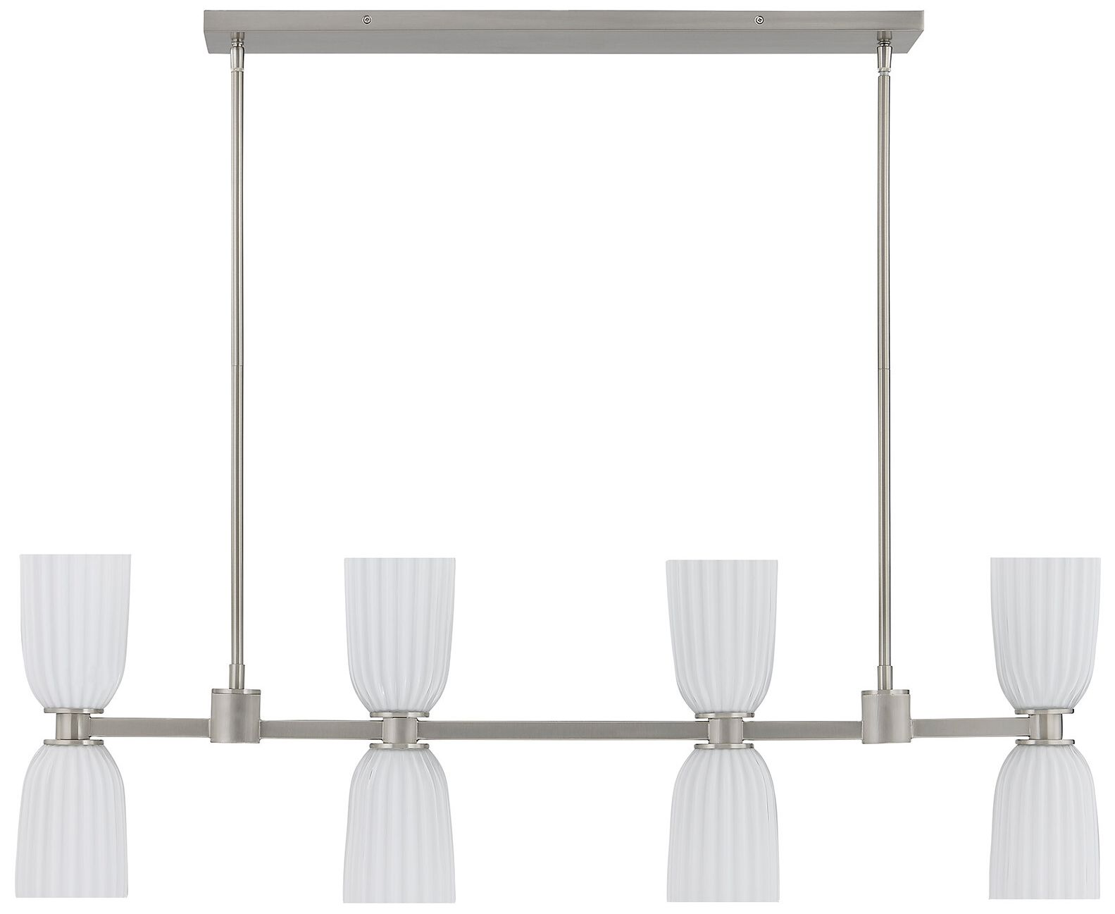 Image 2 Baldwin 8-Light Linear Chandelier in Satin Nickel more views