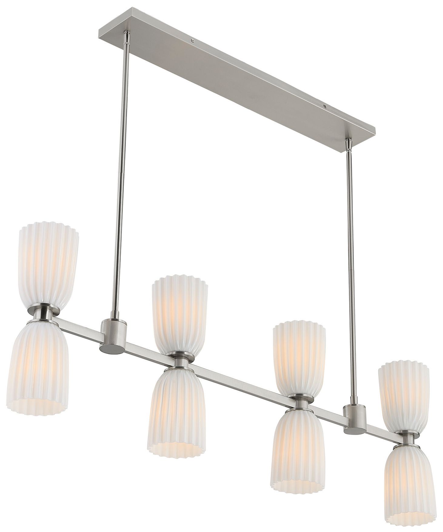 Image 4 Baldwin 8-Light Linear Chandelier in Satin Nickel more views