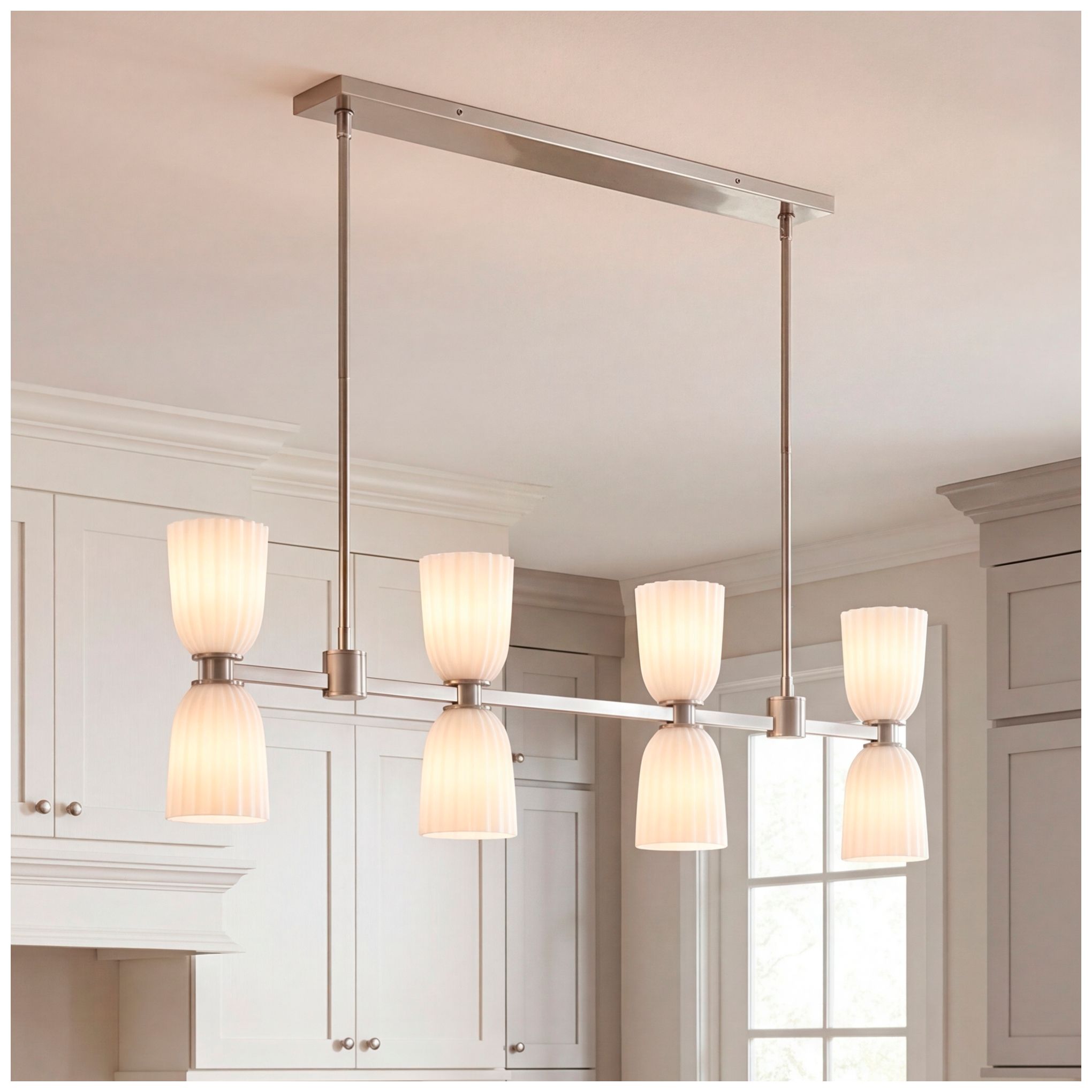 Baldwin 8-Light Linear Chandelier in Satin Nickel