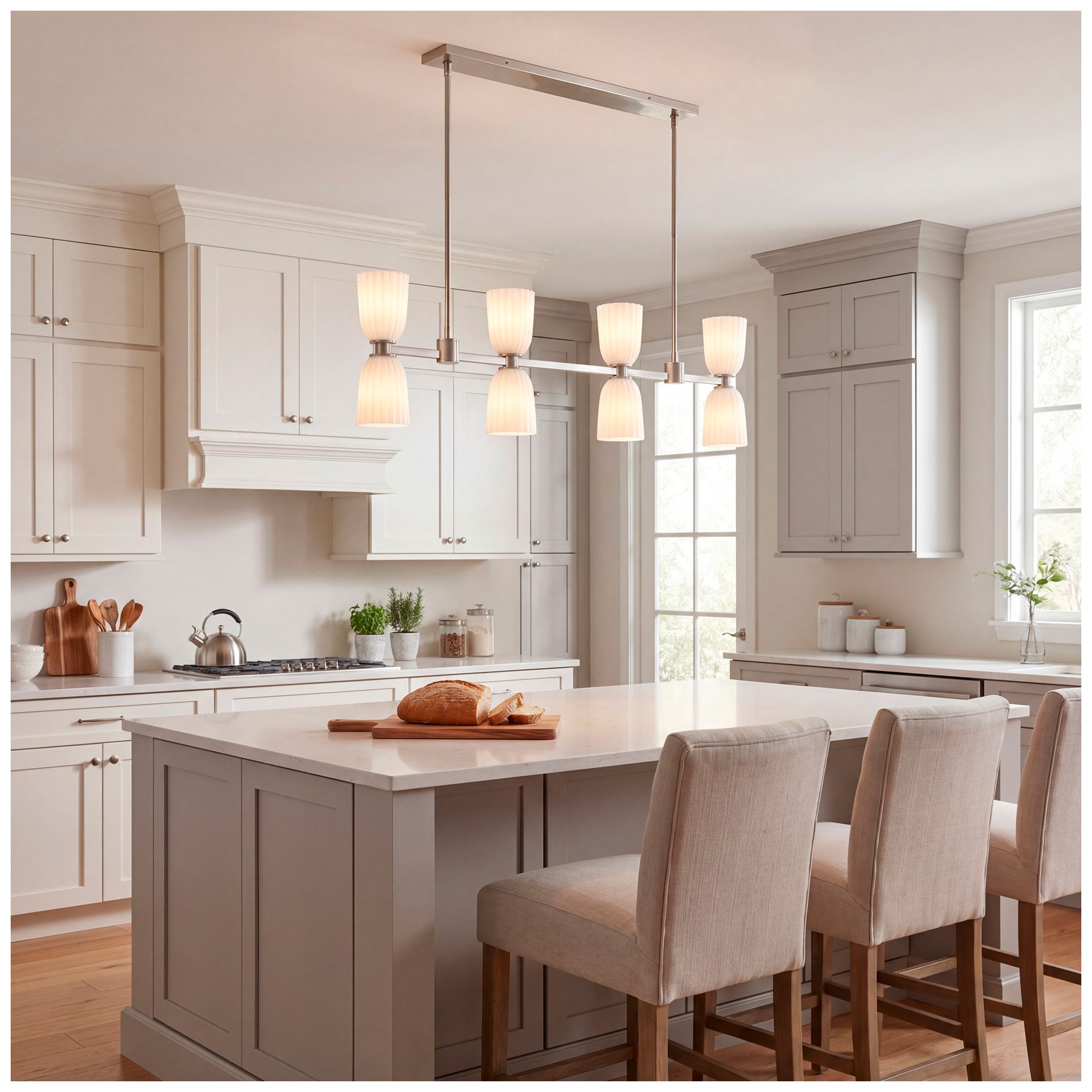 Baldwin 8-Light Linear Chandelier in Satin Nickel