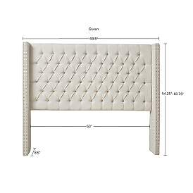 Image5 of Baldwin Cream Fabric Tufted Adjustable Queen Headboard more views