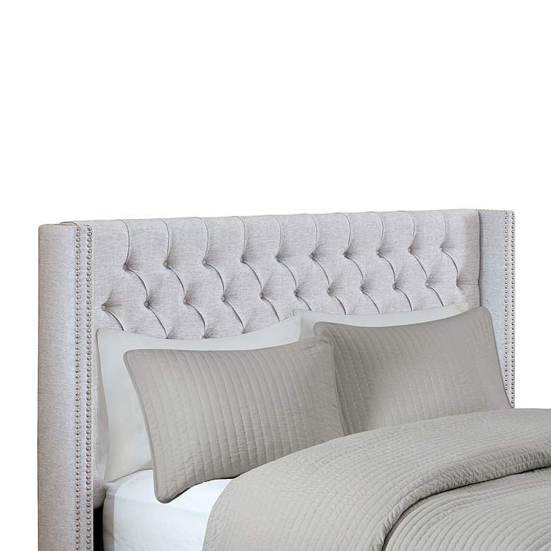 Image 4 Baldwin Gray Fabric Tufted Adjustable Queen Headboard more views