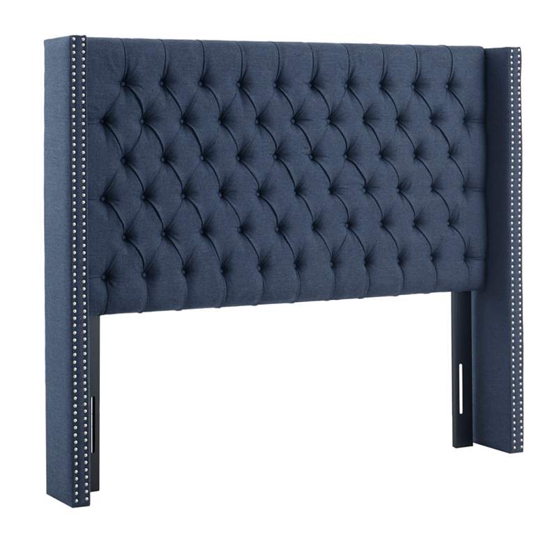 Image 1 Baldwin Navy Blue Fabric Tufted Adjustable Queen Headboard