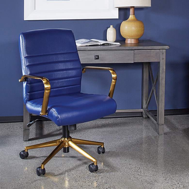 Image 1 Baldwin Navy Mid-Back Adjustable Swivel Office Chair