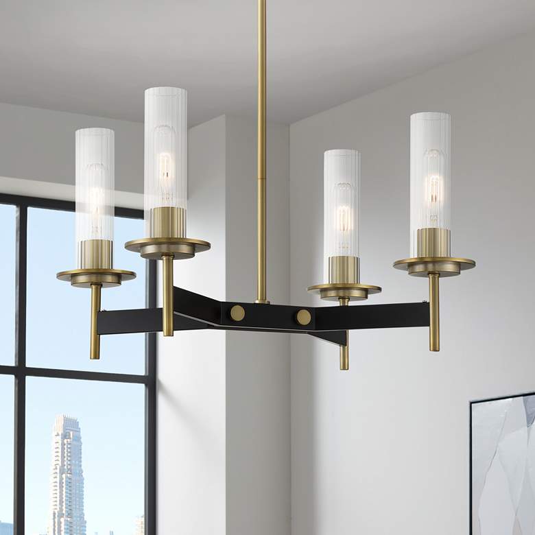 Image 1 Baldwin Park 18" Wide Coal and Soft Brass 4-Light Chandelier