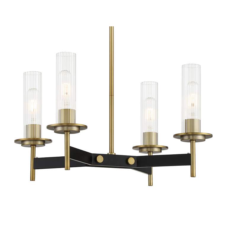 Image 3 Baldwin Park 18" Wide Coal and Soft Brass 4-Light Chandelier more views