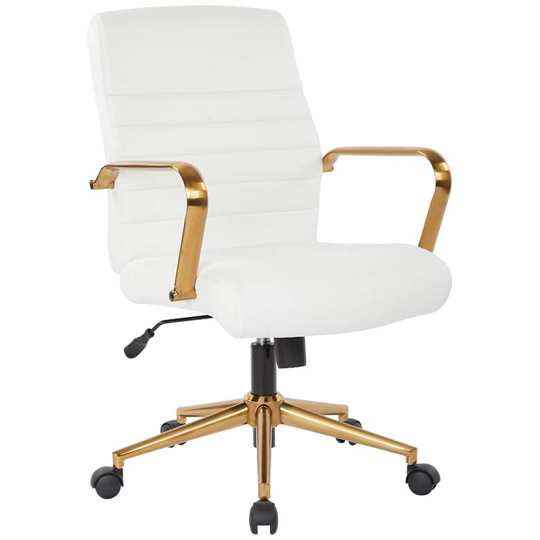 Image 2 Baldwin White Mid-Back Adjustable Swivel Office Chair