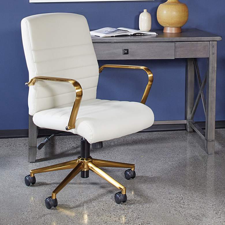 Image 1 Baldwin White Mid-Back Adjustable Swivel Office Chair