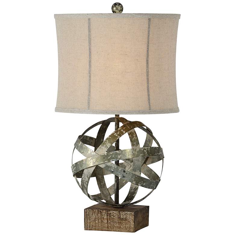 Image 1 Baldwyn Galvanized and Driftwood Globe Table Lamp