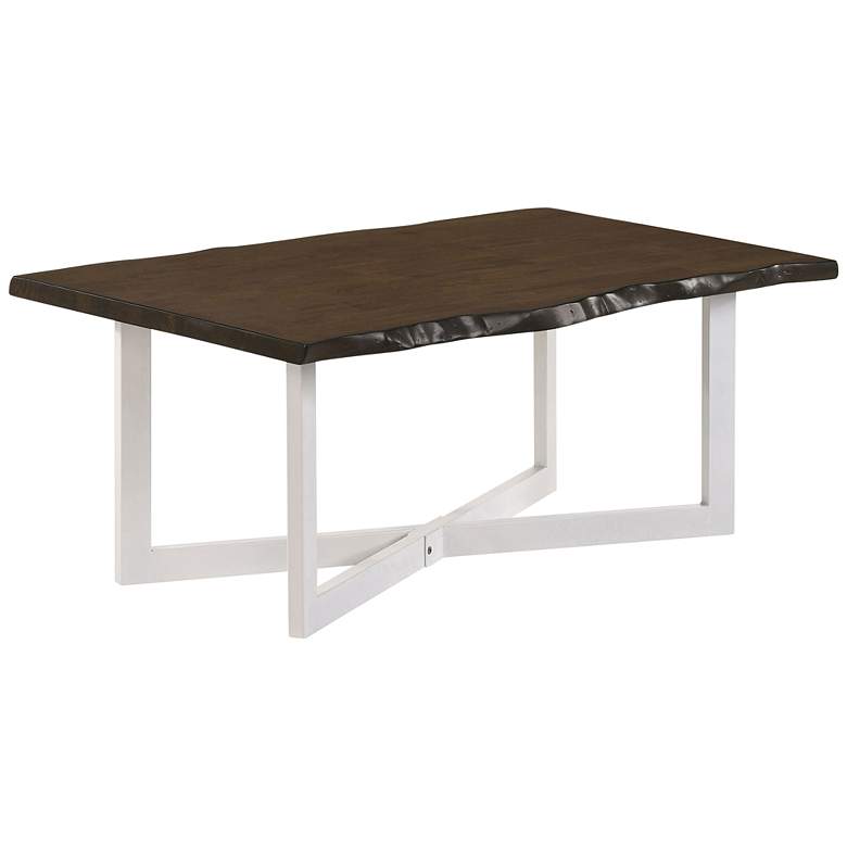 Image 3 Baletto 47 1/4 inch Wide Oak Wood White Metal Coffee Table