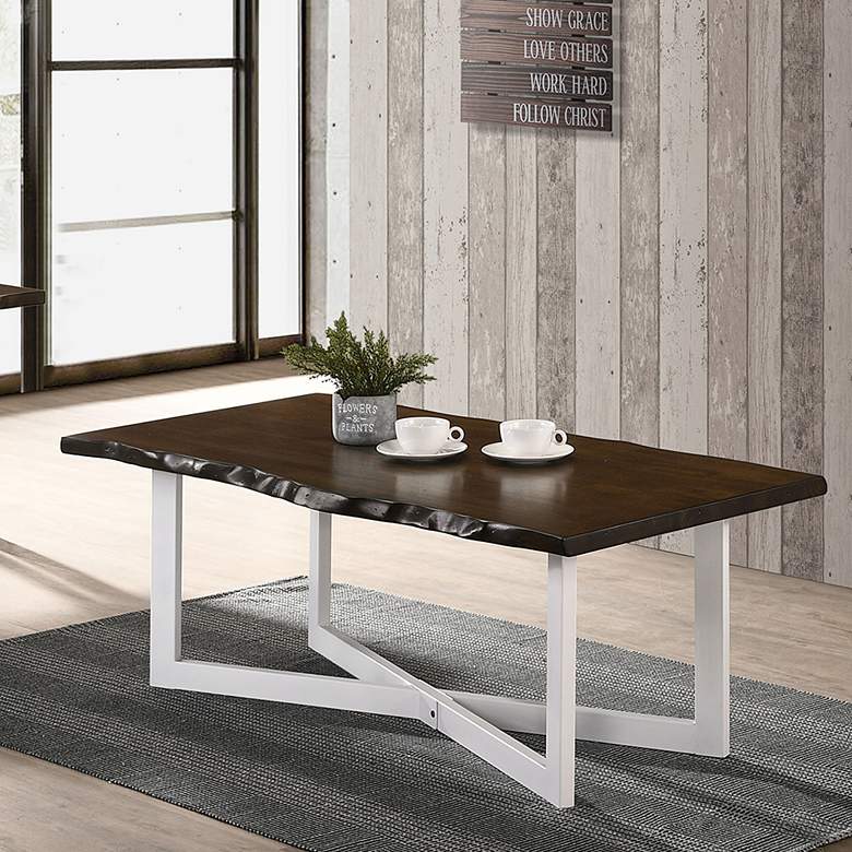Image 2 Baletto 47 1/4" Wide Oak Wood White Metal Coffee Table