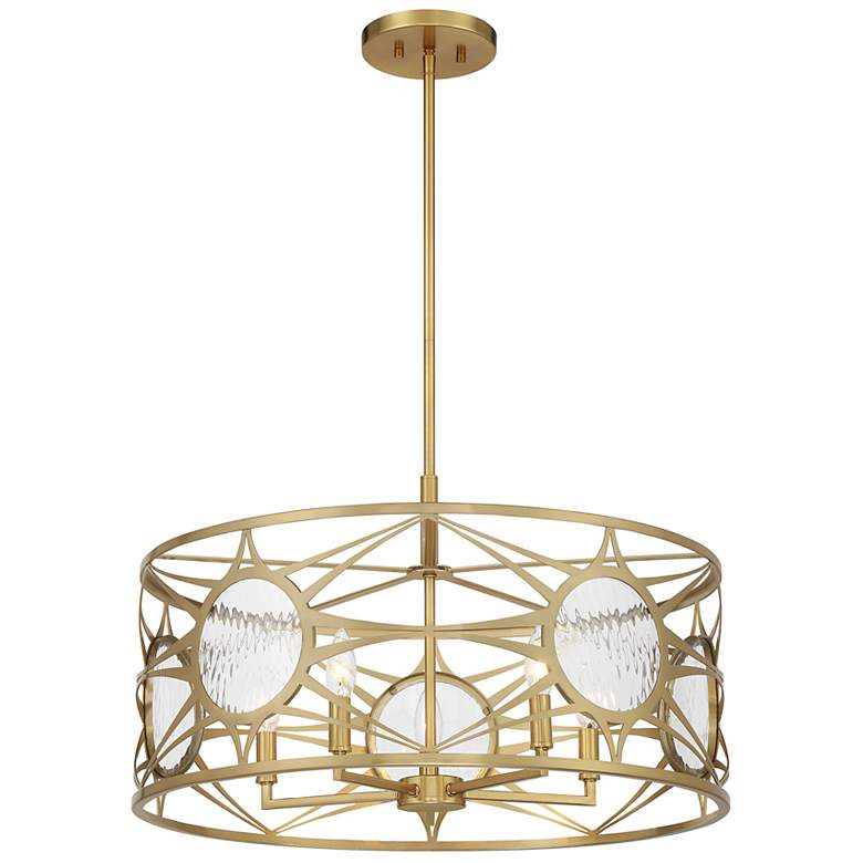 Image 3 Balfour 5-Light Convertible Semi-Flush or Pendant in Warm Brass more views