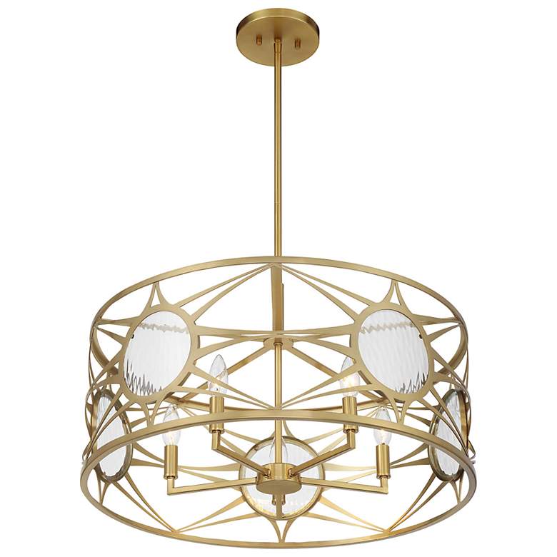Image 4 Balfour 5-Light Convertible Semi-Flush or Pendant in Warm Brass more views