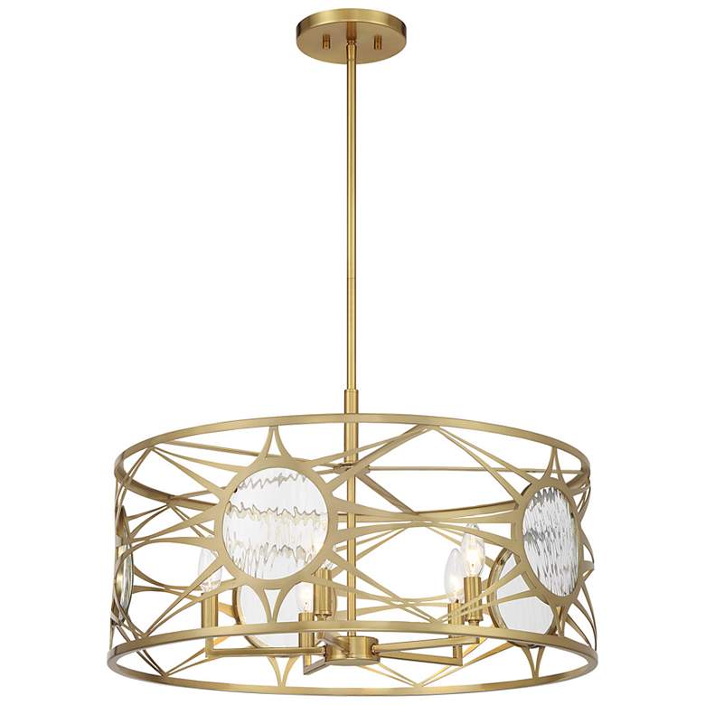 Image 5 Balfour 5-Light Convertible Semi-Flush or Pendant in Warm Brass more views