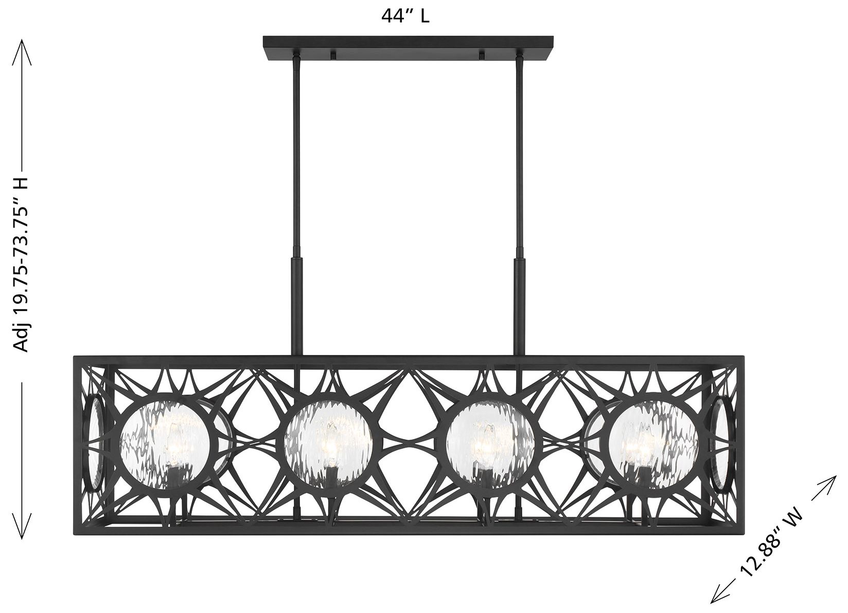 Balfour 8-Light Linear Chandelier in Matte Black