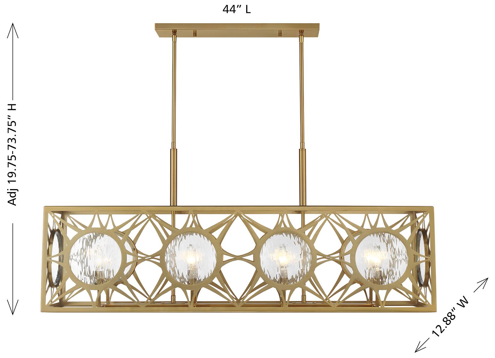 Balfour 8-Light Linear Chandelier in Warm Brass