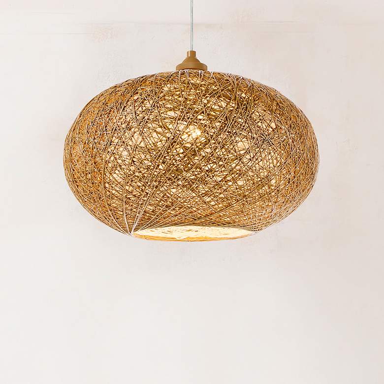 Image 2 Bali 10" High Natural Woven Hemp Twine Outdoor Hanging Light