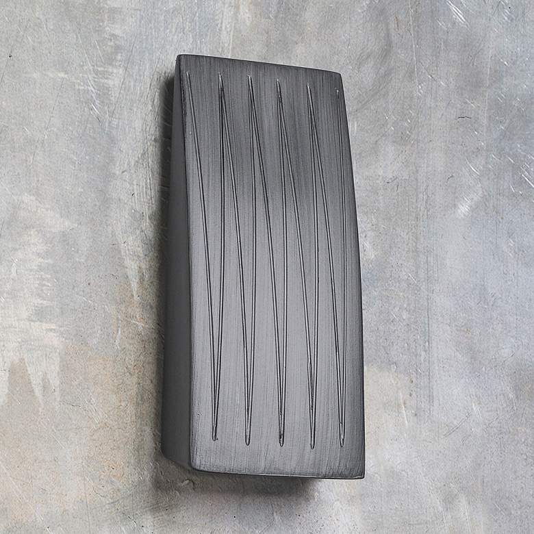 Image 1 Bali 13 1/4" High Rubbed Pewter LED Outdoor Wall Light