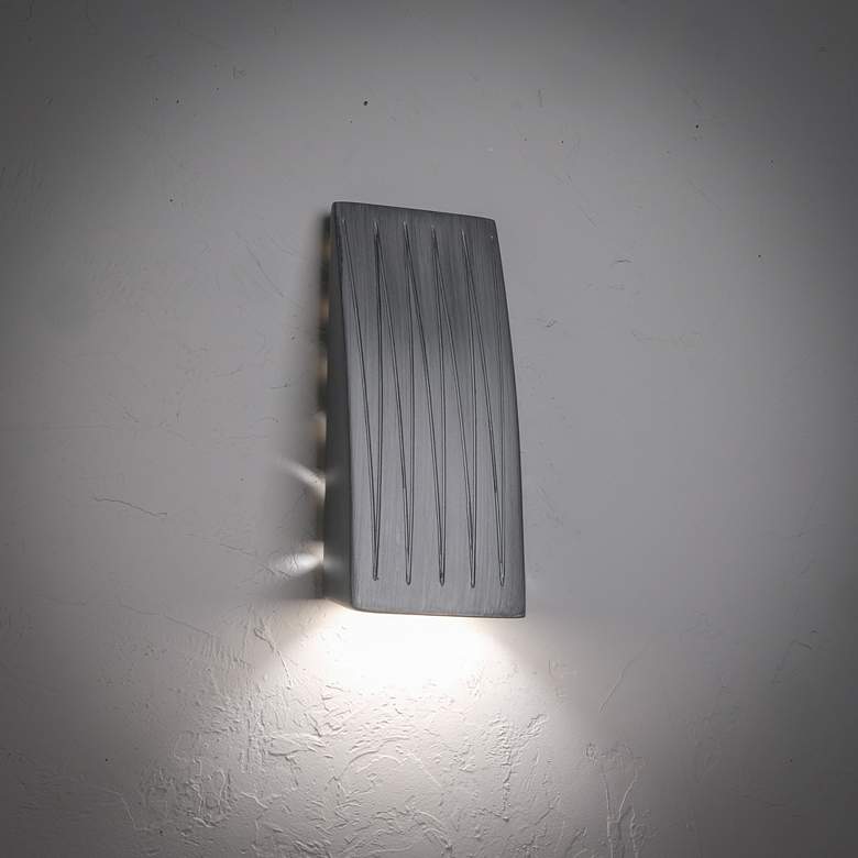 Image 3 Bali 13 1/4" High Rubbed Pewter LED Outdoor Wall Light more views