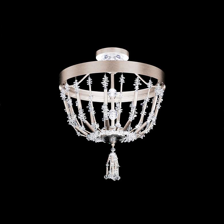 Image 1 Bali 16" Wide Antique Silver Clear Crystal 1-Lt Semi-Flush Mt