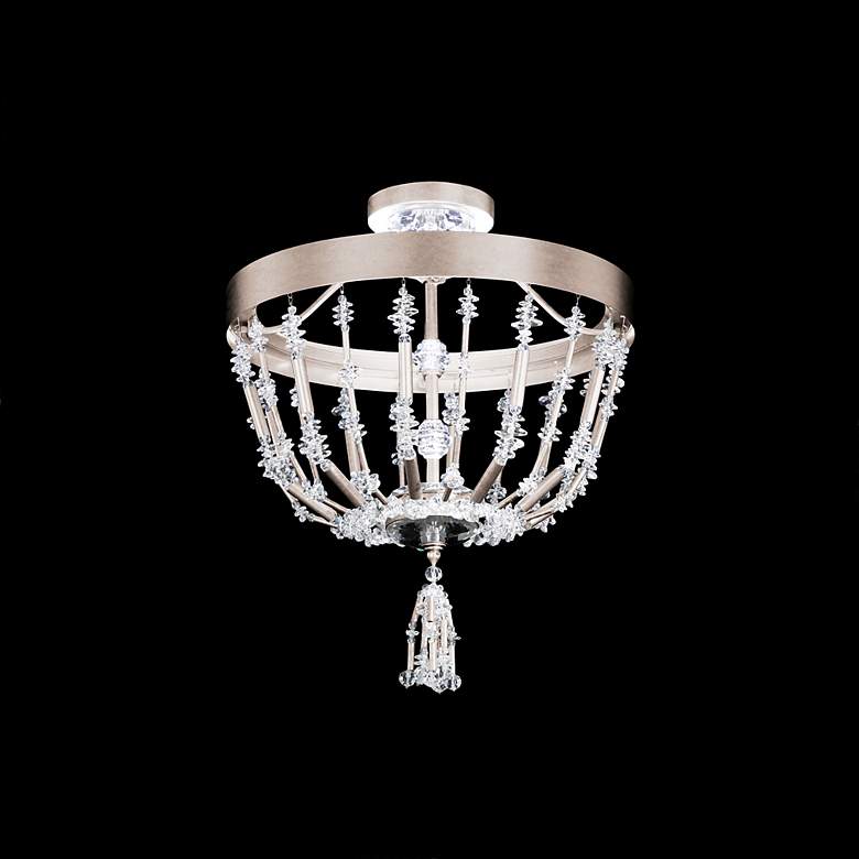 Image 1 Bali 16 inch Wide Antique Silver Clear Crystal 1-Lt Semi-Flush Mt