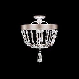 Image2 of Bali 16" Wide Antique Silver Clear Crystal 1-Lt Semi-Flush Mt more views