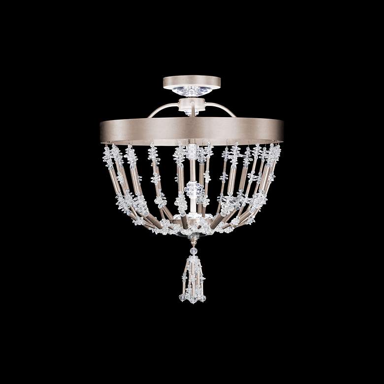 Image 2 Bali 16" Wide Antique Silver Clear Crystal 1-Lt Semi-Flush Mt more views