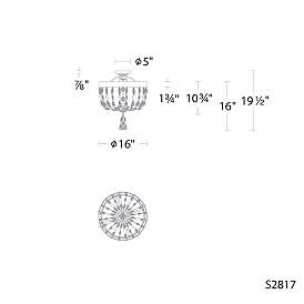 Image3 of Bali 16" Wide Antique Silver Clear Crystal 1-Lt Semi-Flush Mt more views