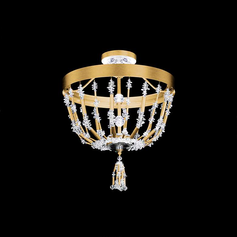 Image 1 Bali 16 inch Wide Heirloom Gold Clear Crystal 1-Light Semi-Flush Mount