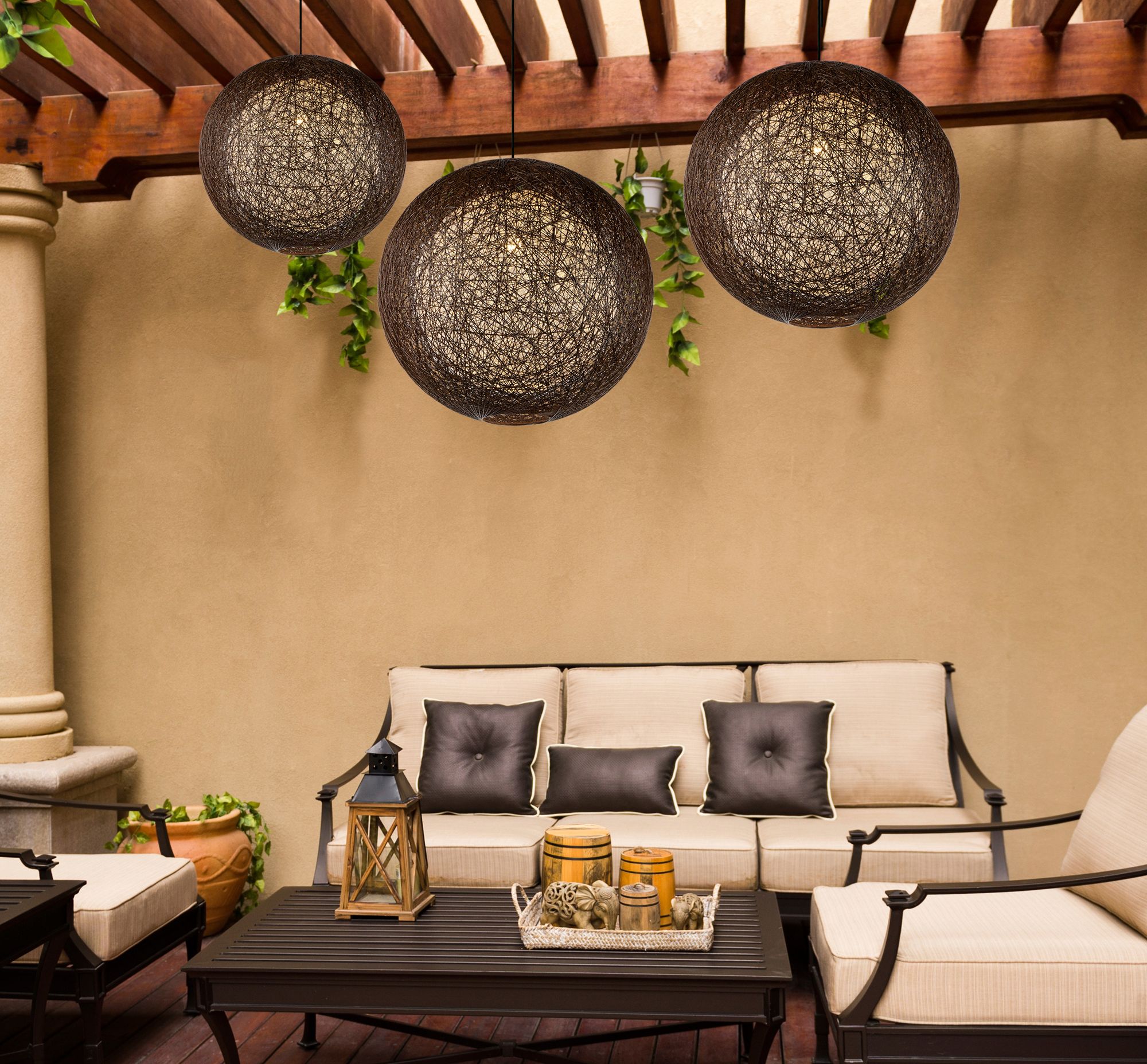 Image 4 Bali 19" High Chocolate Hemp Twine Outdoor Hanging Light more views
