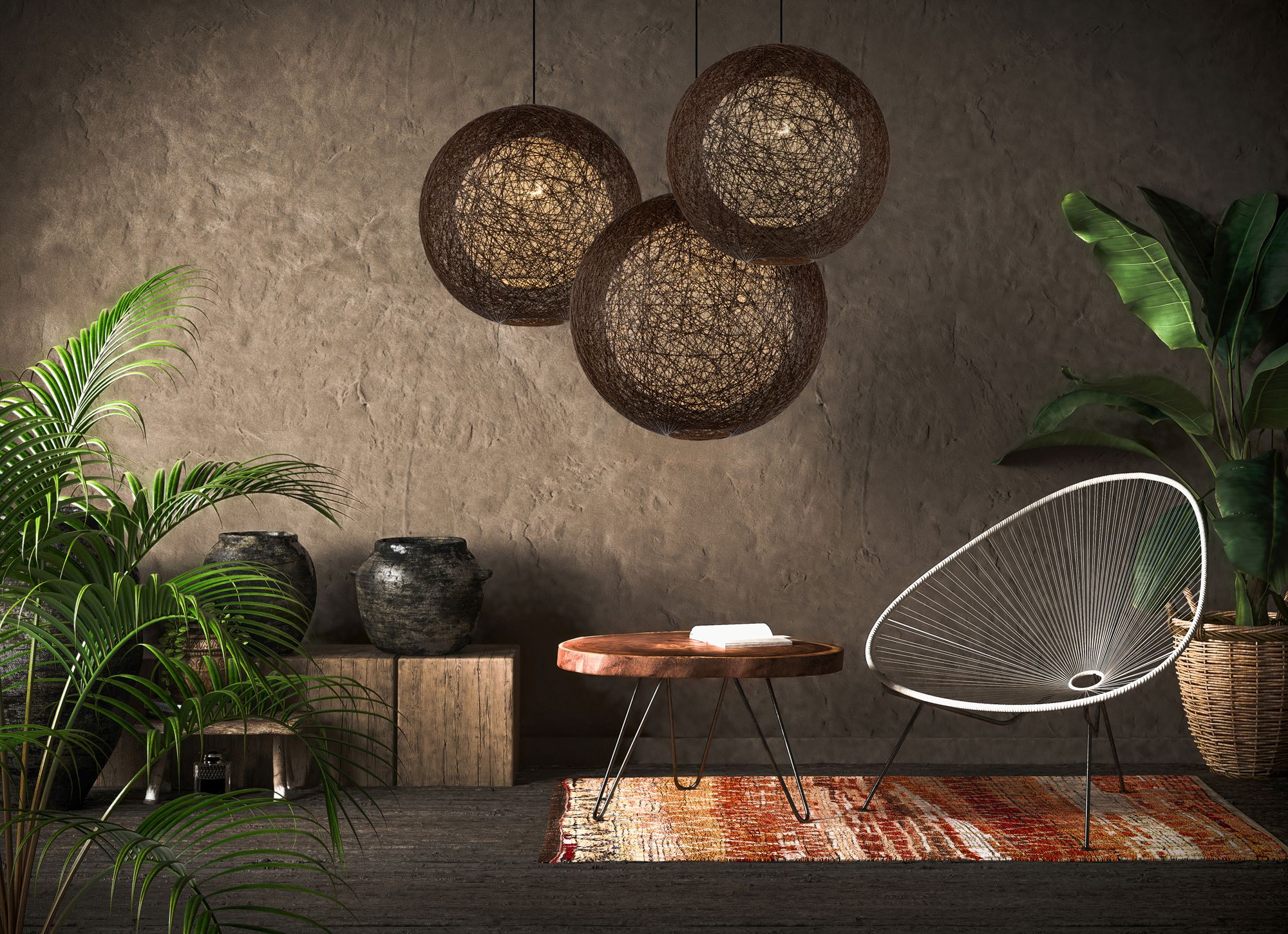 Image 6 Bali 19" High Chocolate Hemp Twine Outdoor Hanging Light more views