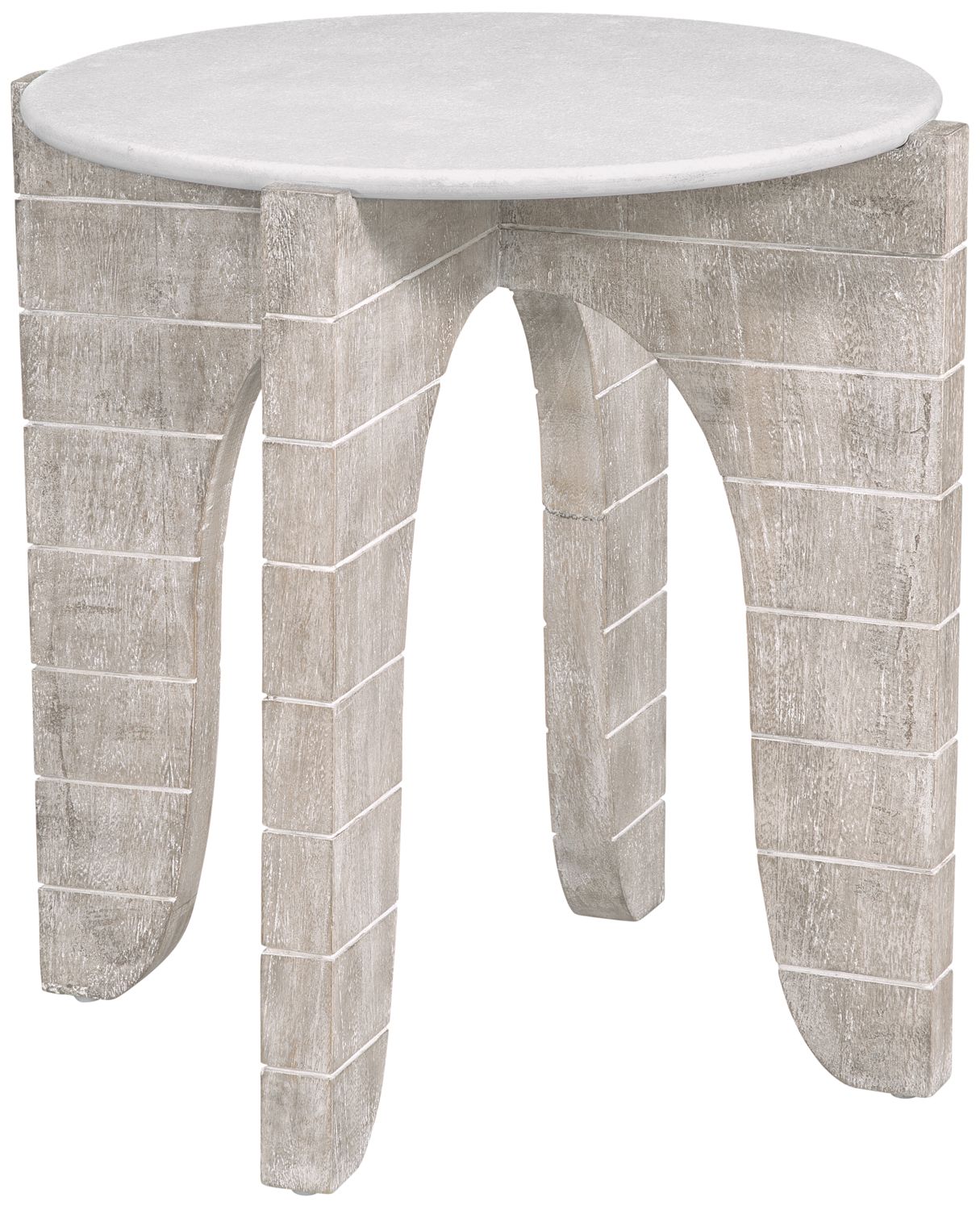 Image 2 Bali 24" High White Washed Mango Wood Round End Table more views