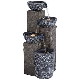 Image3 of Bali 32 3/4" High Gray Stone 4-Tier Outdoor LED Floor Fountain