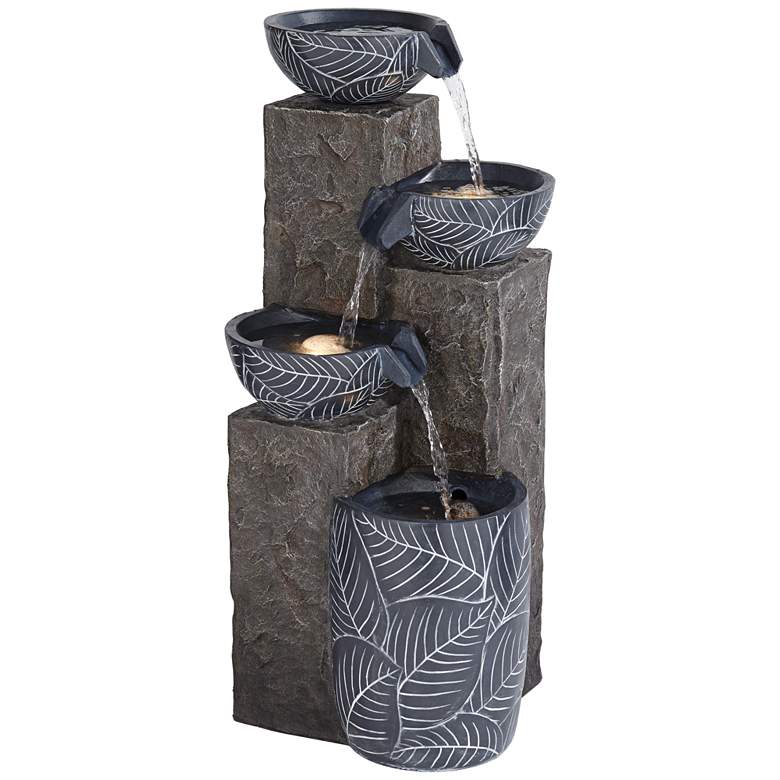 Image 3 Bali 32 3/4 inch High Gray Stone 4-Tier Outdoor LED Floor Fountain