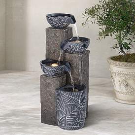 Image2 of Bali 32 3/4" High Gray Stone 4-Tier Outdoor LED Floor Fountain