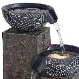 Image4 of Bali 32 3/4" High Gray Stone 4-Tier Outdoor LED Floor Fountain more views