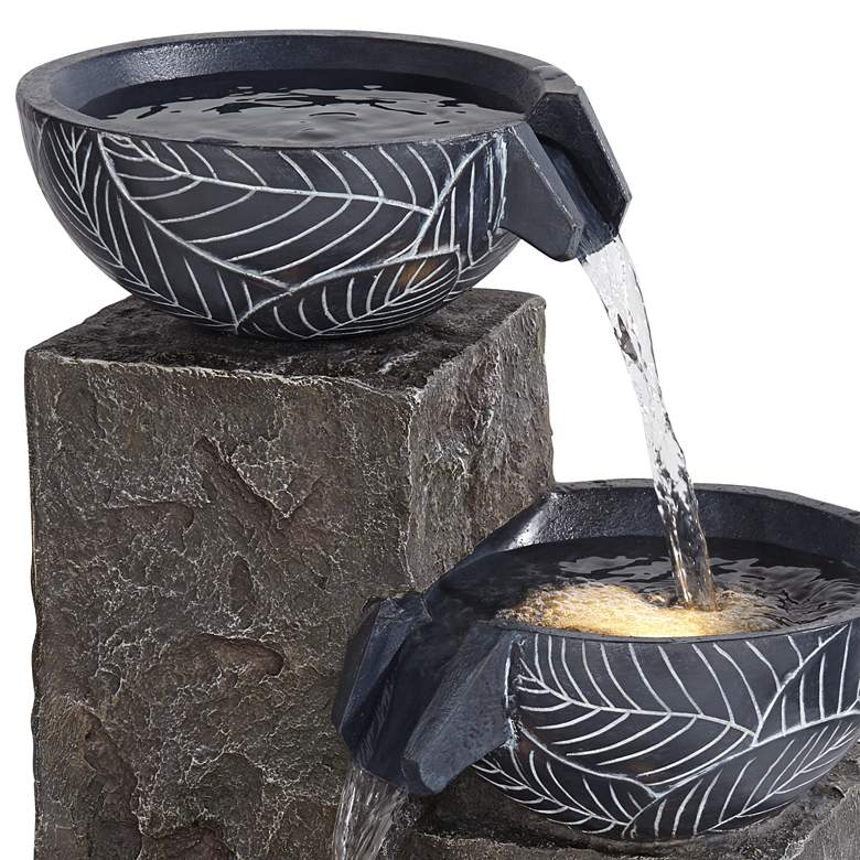 Image 4 Bali 32 3/4 inch High Gray Stone 4-Tier Outdoor LED Floor Fountain more views