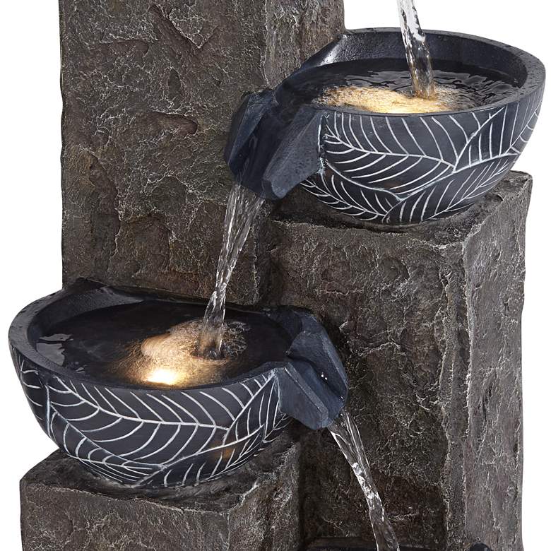 Image 5 Bali 32 3/4 inch High Gray Stone 4-Tier Outdoor LED Floor Fountain more views