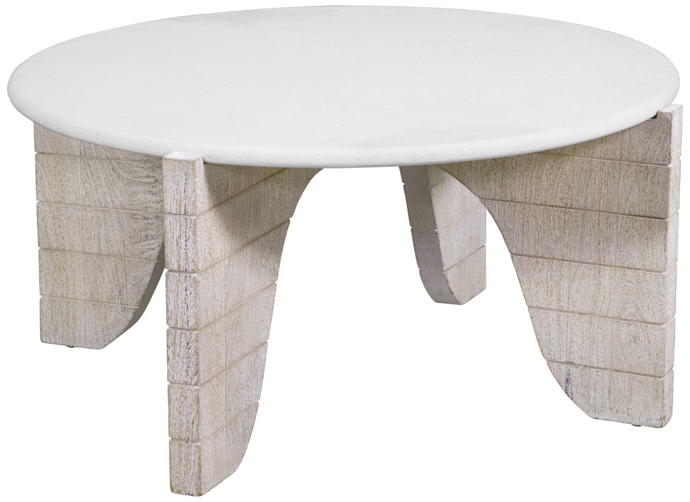 Image 2 Bali 38" Wide White Wash Mango Wood Round Cocktail Table more views