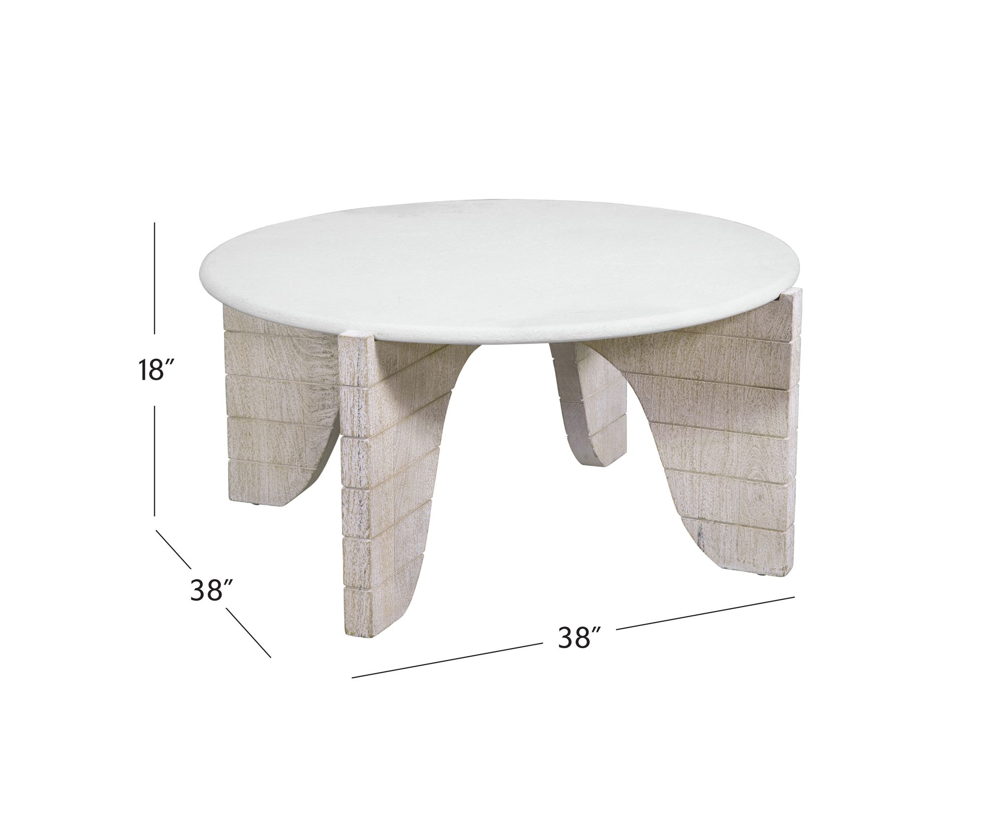 Image 4 Bali 38" Wide White Wash Mango Wood Round Cocktail Table more views
