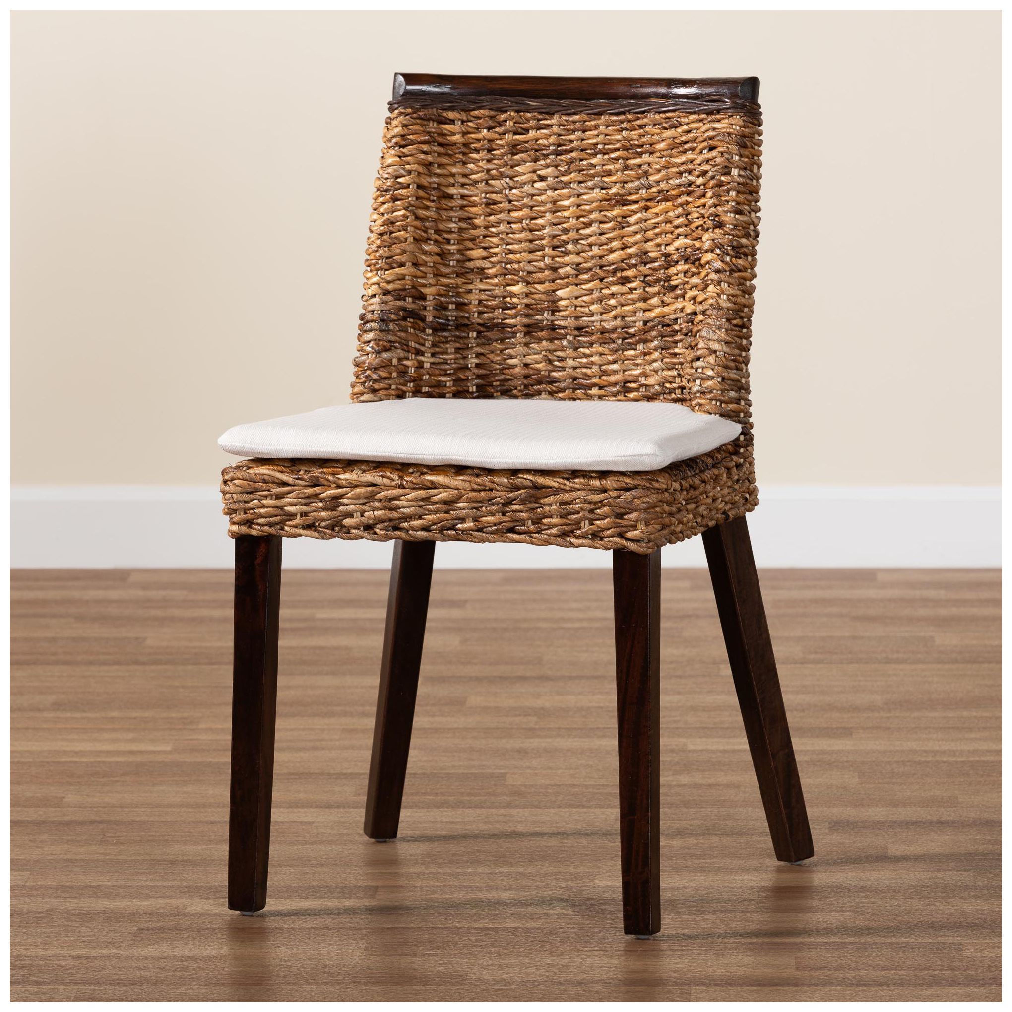 bali & pari Abbas Bohemian Seagrass and Dark Brown Wood Dining Chair