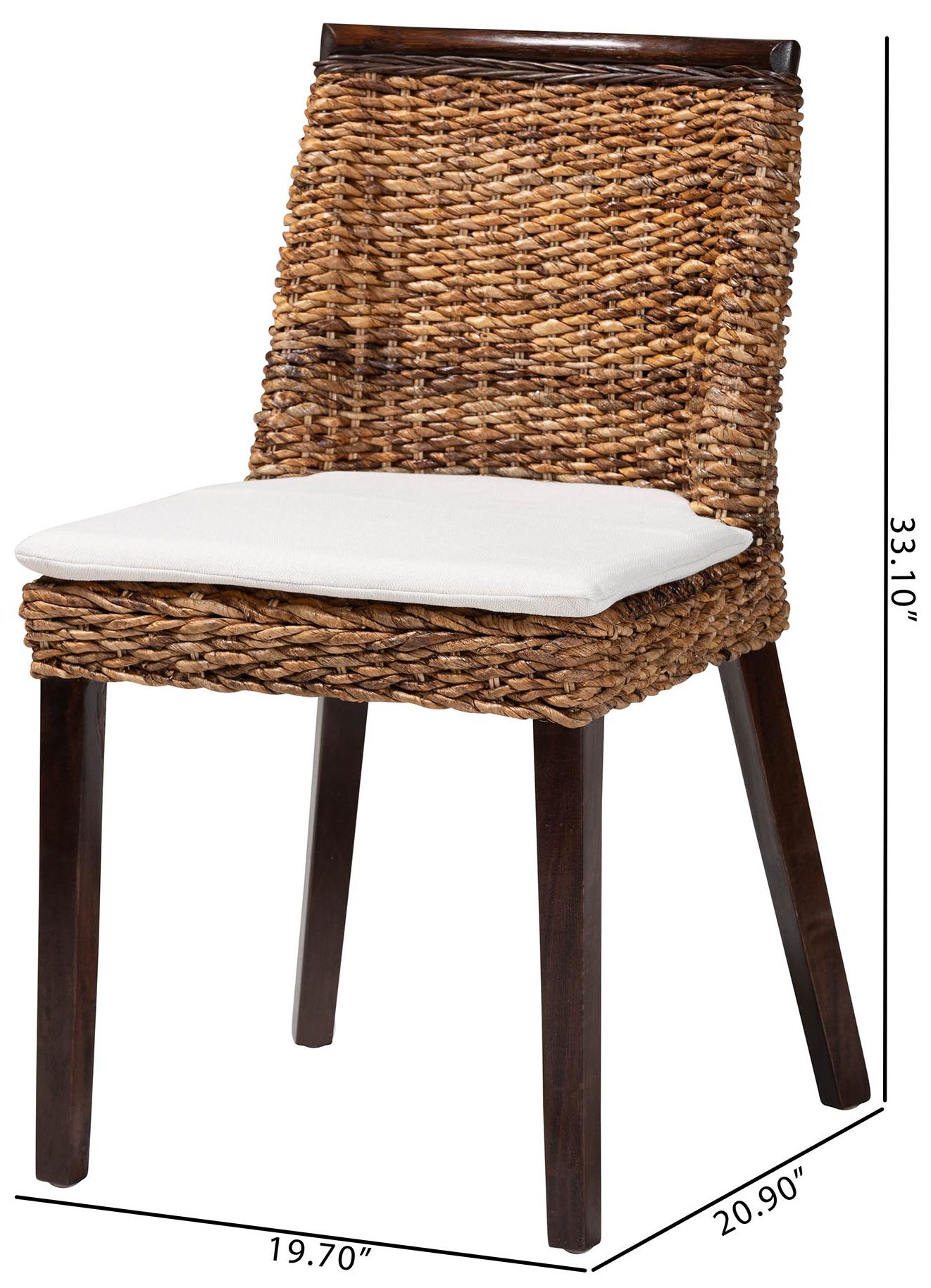 bali & pari Abbas Bohemian Seagrass and Dark Brown Wood Dining Chair