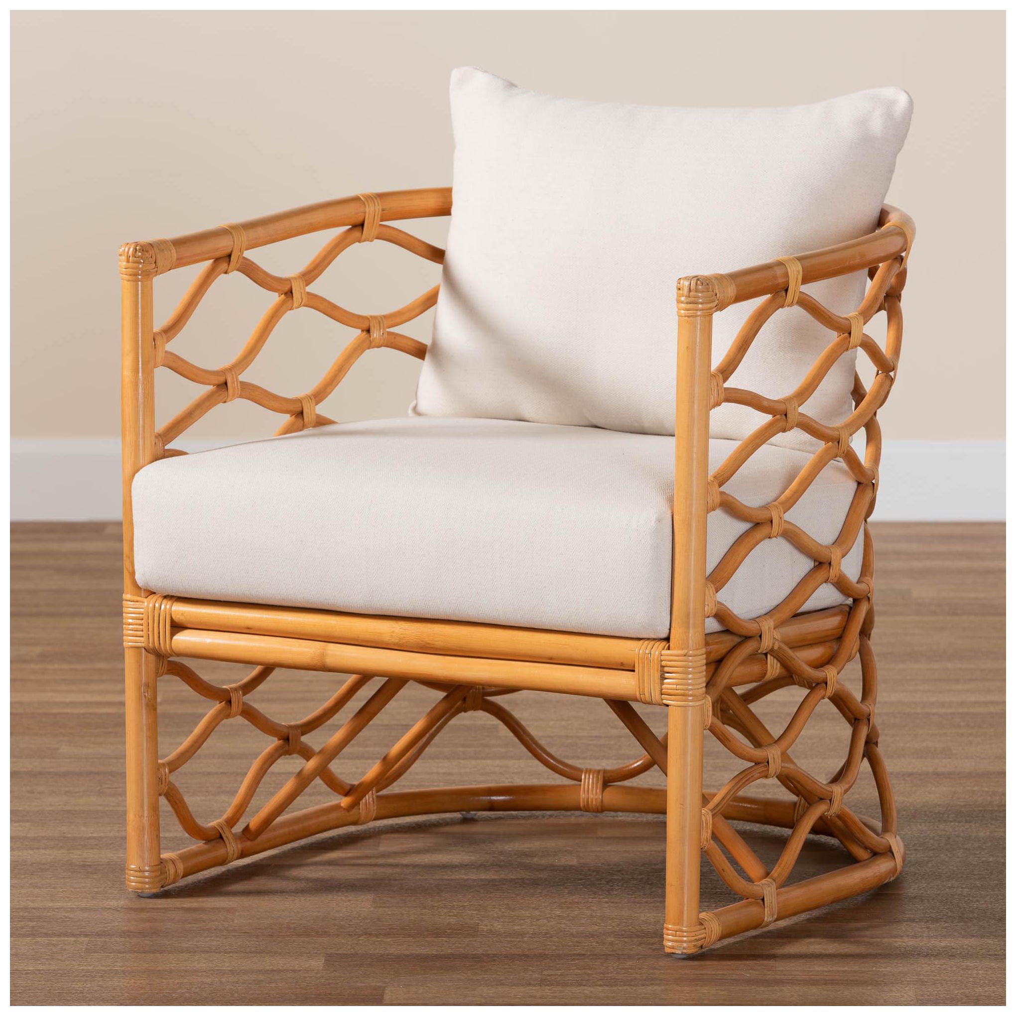 bali & pari Acelynn Bohemian Light Honey Rattan Arm Chair