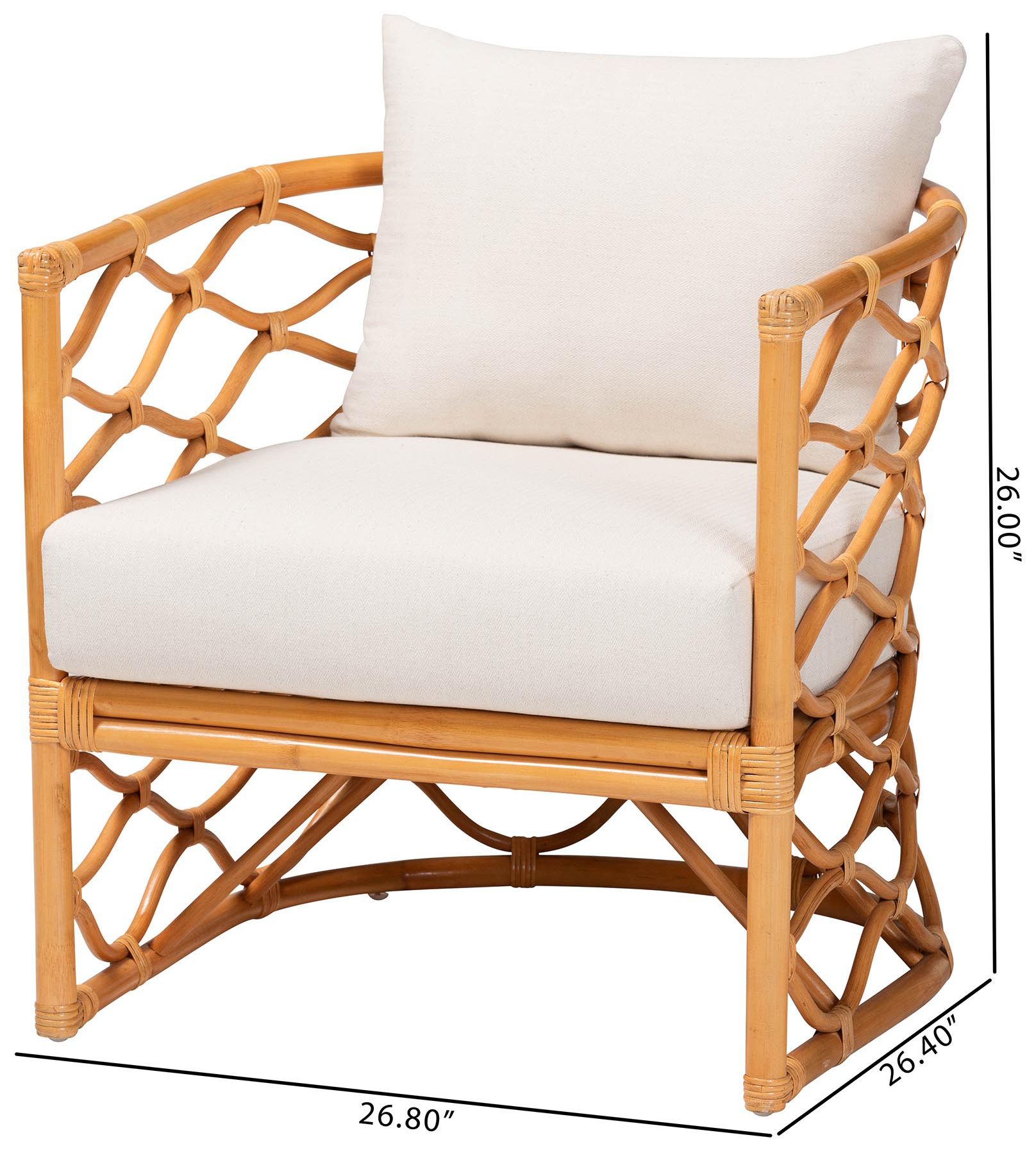 bali & pari Acelynn Bohemian Light Honey Rattan Arm Chair