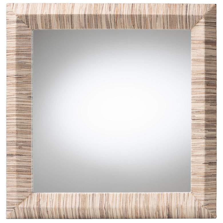 Image 1 bali & pari Adino Bohemian Woven Natural Grasscloth Square Accent Mirro