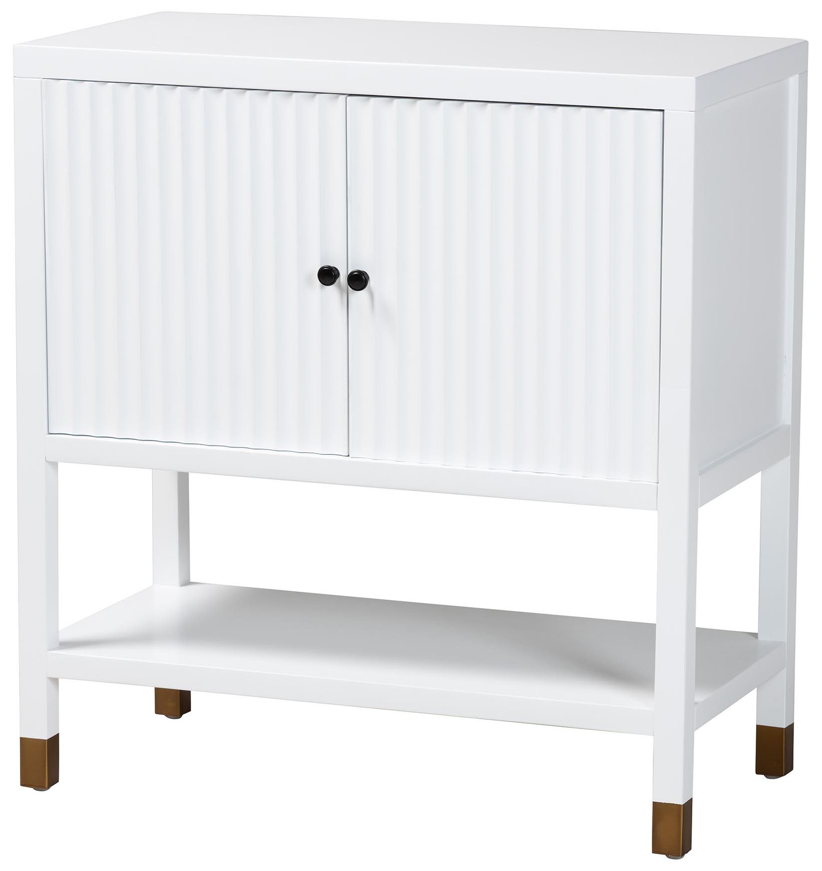Image 2 bali & pari Aiden Fluted Sideboard 2 Door Storage Cabinet with Shelf